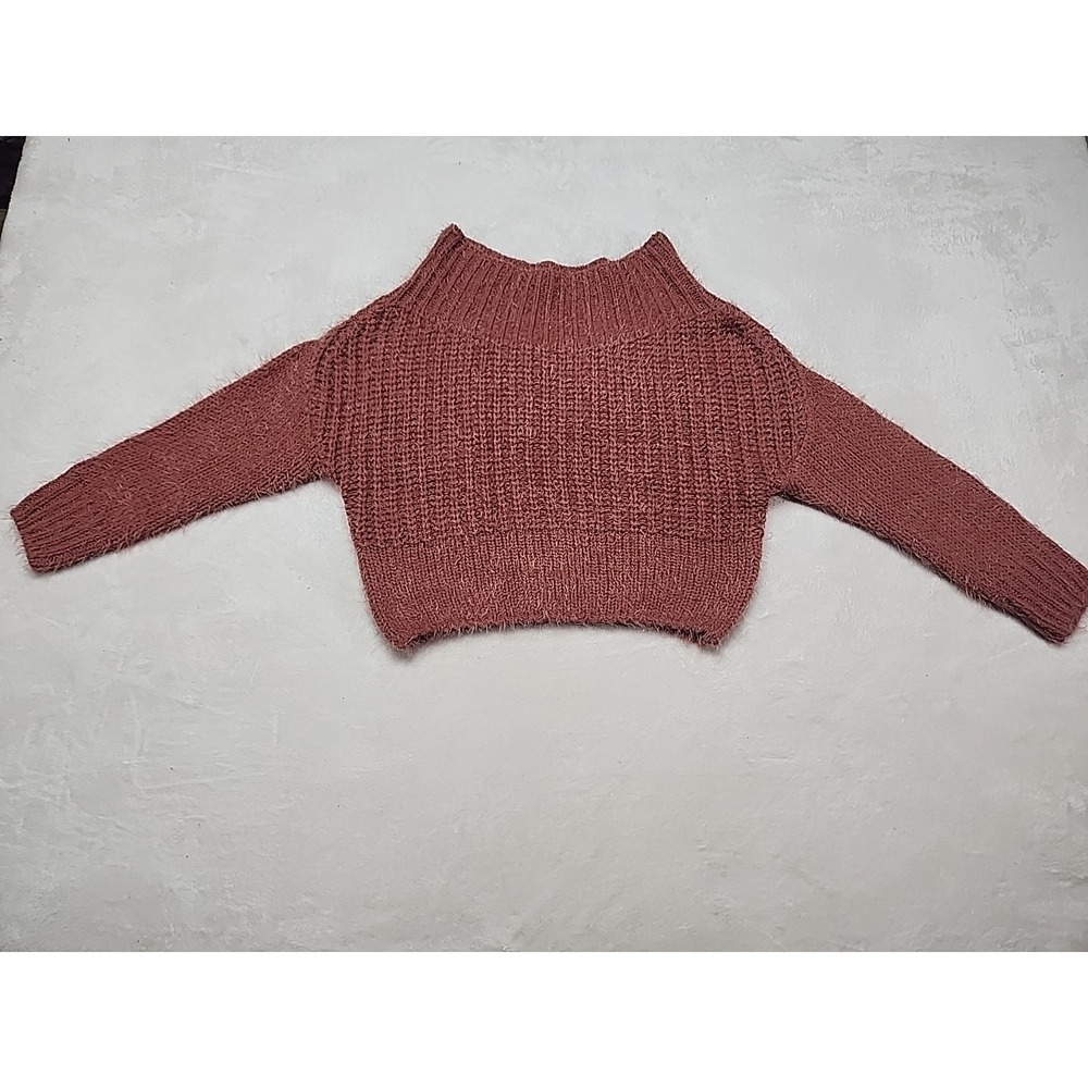 Love Tree Crop Sweater Medium Rust/Dusty Rose Long Sleeve